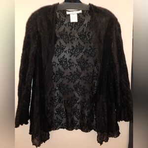 Donna Ricco Black Floral Lace open front bolero/shrug